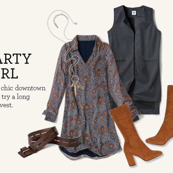 Cabi Provincial Dress Sheer Sleeves Fully Lined, Blue/Brown Floral, size Small - Picture 2 of 7